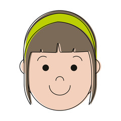 cartoon woman face smiling icon over white background colorful design vector illustration