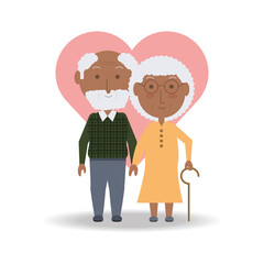 Grandparents cartoon and heart of family and senior theme Vector illustration