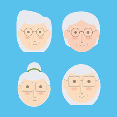 Grandmother cartoon faces of family and senior theme Vector illustration