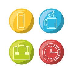 Icon set of office supplies and objects theme Vector illustration