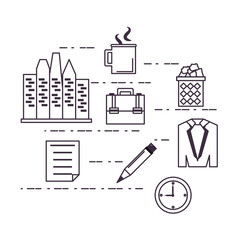 Icon set of office supplies and objects theme Vector illustration