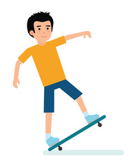 Obraz premium The guy on the skateboard. Extreme sports. Illustration on white background. Flat design vector illustration.
