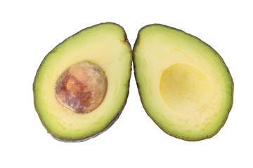 Green ripe avocado isolated on the white background