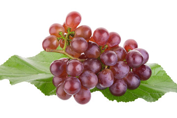 Red grapes isolated on over white background