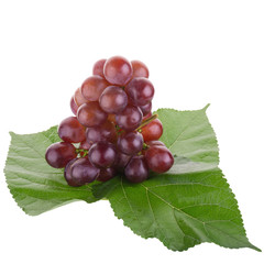 Red grapes isolated on over white background