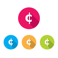 Cent Symbol Icons With Long Shadow