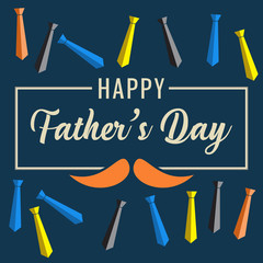 Happy fathers day letters emblem and related icons image vector illustration design. happy father day card with mustache design.
