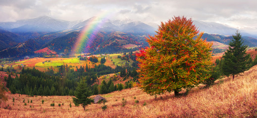 Fototapeta premium Autumn and winter in the mountains