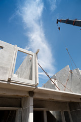 Installation process of prefabricated wall panels.