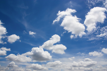Dramatic atmosphere panorama view of summer morning blue sky and clouds.