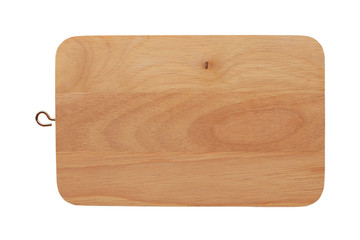 Wooden chopping board on white background with clipping path.