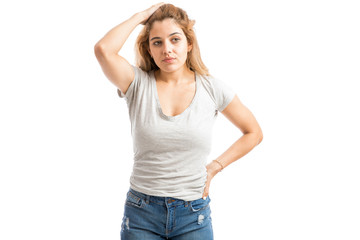 Fototapeta premium Young woman in trouble