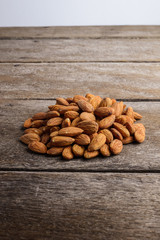 almond on wooden background