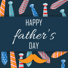 Happy fathers day letters emblem and related icons image vector illustration design. happy father day card with mustache design.