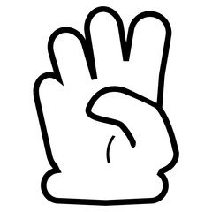 Obraz premium Silhouette Counting or Vote Hand, Four, Isolated on White