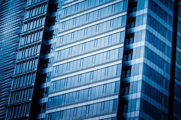 Abstract building. blue glass wall of skyscraper.