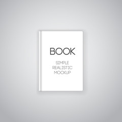 Vector illustration of realistic simple hardcovored book. Blank top view mockup for design, promotion, banners and posters.