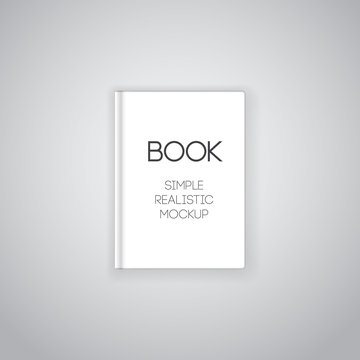 Vector illustration of realistic simple hardcovored book. Blank top view mockup for design, promotion, banners and posters.