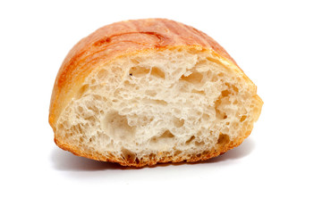 a slice of french bread isolated on white background