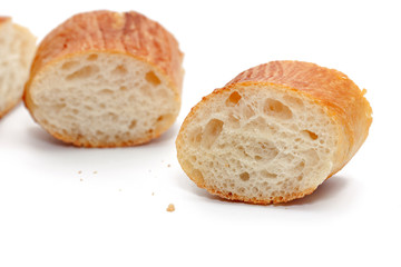 a slice of french bread isolated on white background