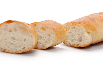a slice of french bread isolated on white background
