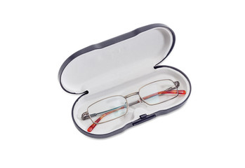 Modern classic men's eyeglasses in hard spectacle-case