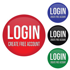 Login round glossy buttons set