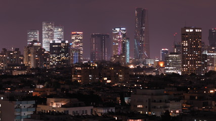 Cityscape view of Tel Aviv at night