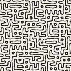 Seamless pattern with maze lines. Monochrome abstract background. Vector hand drawn labyrinth.