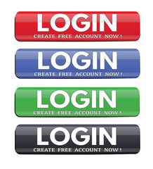 Login website glossy buttons set
