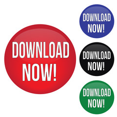 Download now round glossy buttons set
