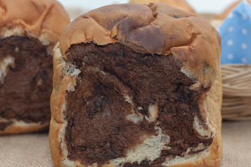two tone bread on white background