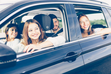 Woman driving a car