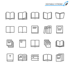 Book line icons. Editable stroke. Pixel perfect.