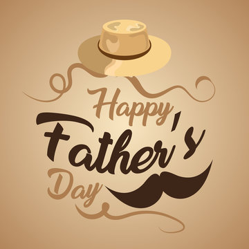Happy fathers day letters emblem and related icons image vector illustration design. happy father day card with mustache design.