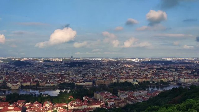 Panorama of historical center of Prague (View from the Petrin Tower).