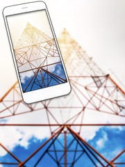 close up shot of communication antenna . take from camera mobile