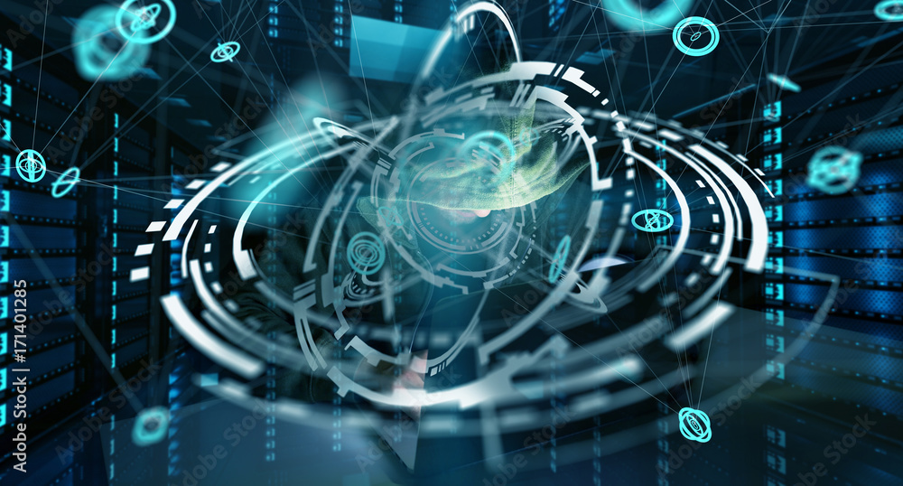 Aufkleber Hacker accessing to personal data information with a computer 3D rendering