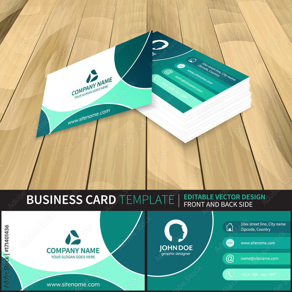 Poster creative vector business card template design with front and back side.
