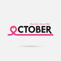 Breast Cancer October Awareness Month Campaign Background.Women health vector design.Breast cancer awareness logo design.Breast cancer awareness month icon.Realistic pink ribbon.Pink care logo.