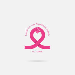 Breast Cancer October Awareness Month Campaign Background.Women health vector design.Breast cancer awareness logo design.Breast cancer awareness month icon.Realistic pink ribbon.Pink care logo
