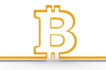 Bitcoin sign icon for internet money. Crypto currency symbol. Blockchain based secure cryptocurrency. 3D rendering