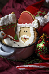 Christmas cookies on wooden table
