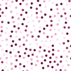 Colorful polka dots seamless pattern on white 22 background. Fetching classic colorful polka dots textile pattern. Seamless scattered confetti fall chaotic decor. Abstract vector illustration.