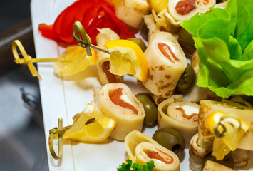 snack, assorted of canapes