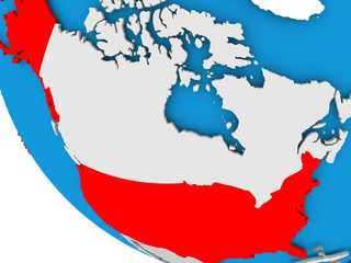 Fototapeta premium USA on political globe