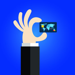 Hand holding credit card. business concept illustration