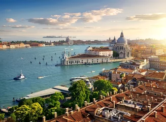 Fotobehang Panoramisch luchtfoto van Venetië © Givaga