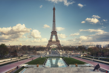 Eiffel Tower seen from Trocadero Gardens - obrazy, fototapety, plakaty