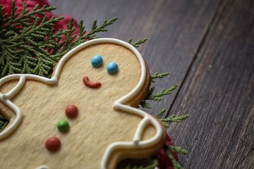 Christmas cookies on wooden table